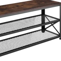 tectake Schoenenrek Blackpool 101x30,5x45,5cm, Industrieel Hout Donker, Rustiek