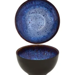 tectake Serviesset Mare van aardewerk, voor 6 personen, Blauw/Bruin