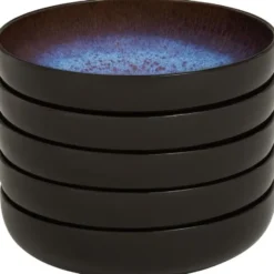 tectake Serviesset Mare van aardewerk, voor 6 personen, Blauw/Bruin