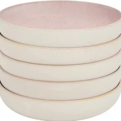 tectake Serviesset Mare van aardewerk, voor 6 personen, Roze