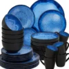 tectake Serviesset Mare van aardewerk, voor 6 personen, Blauw