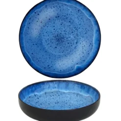 tectake Serviesset Mare van aardewerk, voor 6 personen, Blauw