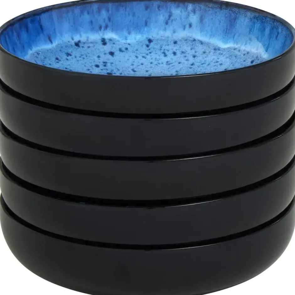 tectake Serviesset Mare van aardewerk, voor 6 personen, Blauw
