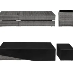 tectake Set 2 Aluminium Rotan Ligstoelen - Verstelbare Rugleuning - Grijs