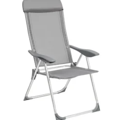 tectake Set 4 Inklapbare Tuinstoelen Aluminium Grijs 5-Stand Rugleuning