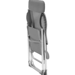 tectake Set 4 Inklapbare Tuinstoelen Aluminium Grijs 5-Stand Rugleuning