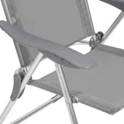 tectake Set 4 Inklapbare Tuinstoelen Aluminium Grijs 5-Stand Rugleuning