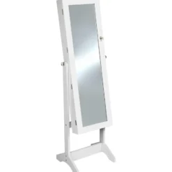 tectake Sieradenkast met spiegel, rechtopstaand, Wit