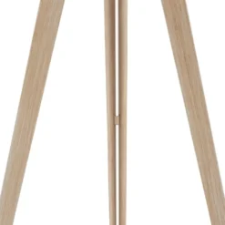 tectake Staande lamp Lunaris, textielkap, driepootsframe, Eiken