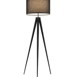 tectake Staande lamp Lunaris, textielkap, driepootsframe, Zwart
