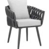 tectake - Stoel Lugano in rope-design met aluminium frame, Antraciet