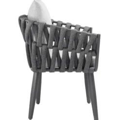 tectake - Stoel Lugano in rope-design met aluminium frame, Antraciet
