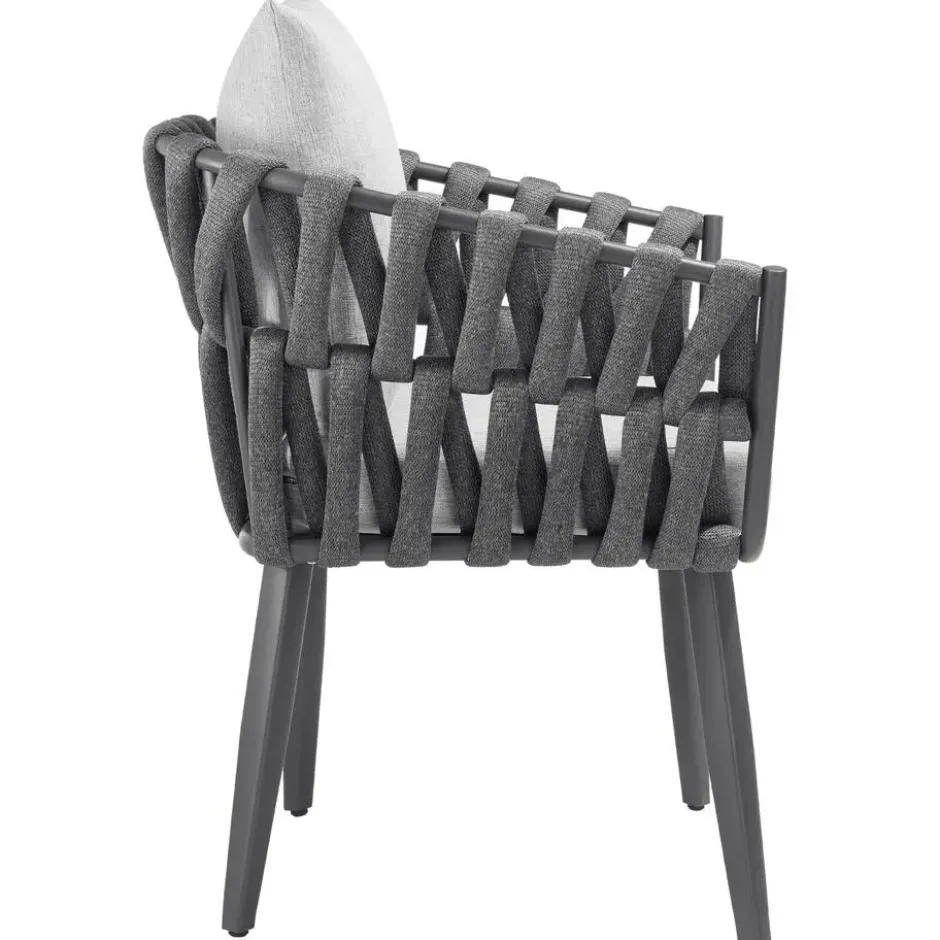 tectake - Stoel Lugano in rope-design met aluminium frame, Antraciet