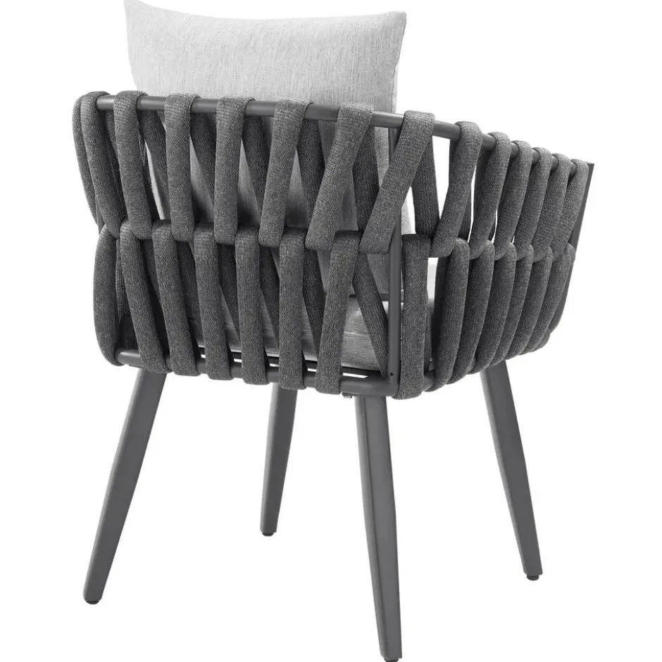 tectake - Stoel Lugano in rope-design met aluminium frame, Antraciet