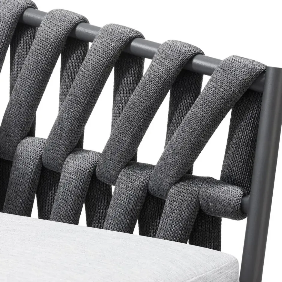 tectake - Stoel Lugano in rope-design met aluminium frame, Antraciet