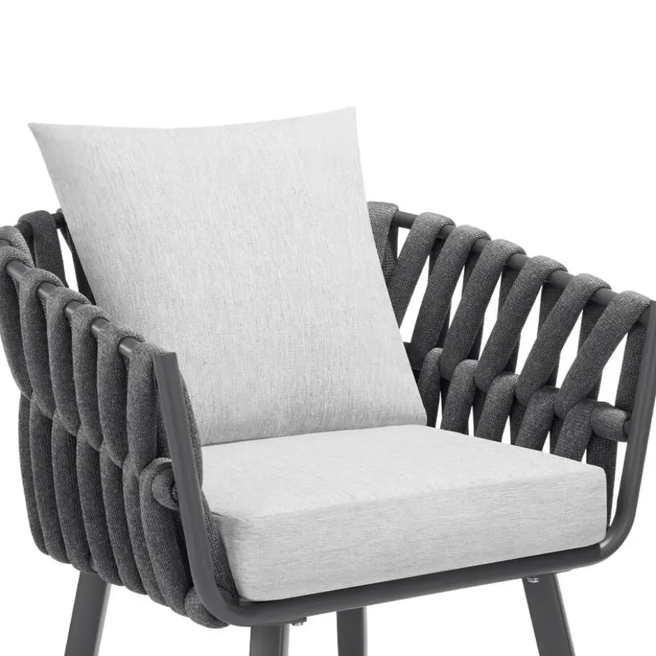 tectake - Stoel Lugano in rope-design met aluminium frame, Antraciet