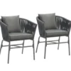 tectake - Stoelset Valeiras in rope-design, dikke kussens, 60x61x77cm