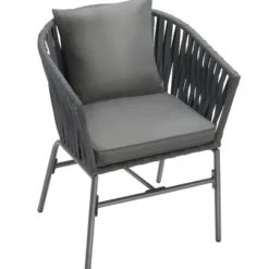 tectake - Stoelset Valeiras in rope-design, dikke kussens, 60x61x77cm