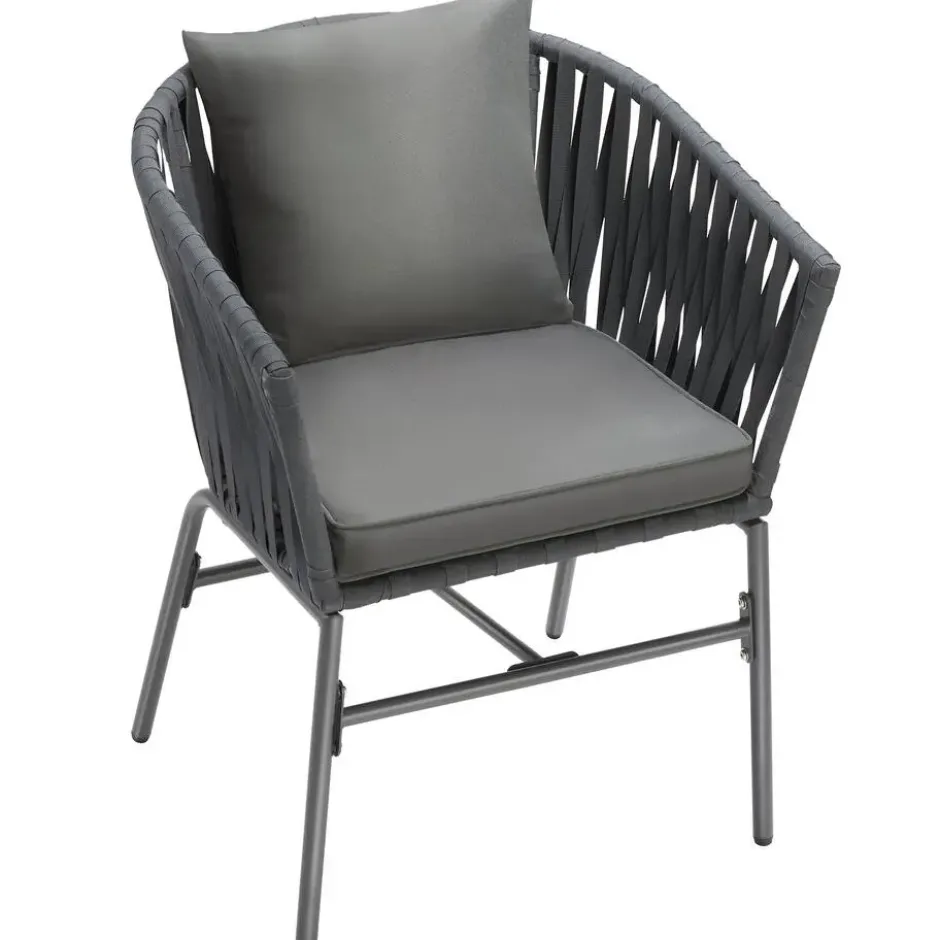 tectake - Stoelset Valeiras in rope-design, dikke kussens, 60x61x77cm
