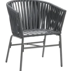 tectake - Stoelset Valeiras in rope-design, dikke kussens, 60x61x77cm