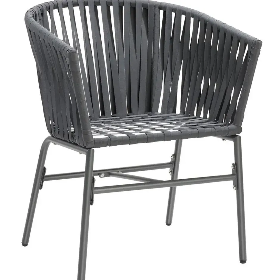 tectake - Stoelset Valeiras in rope-design, dikke kussens, 60x61x77cm