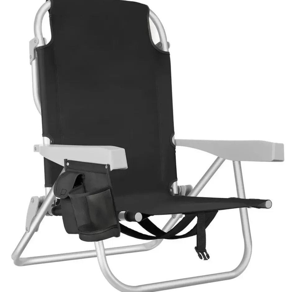 tectake Strandstoel Coral, inklapbaar met rugzakfunctie - per stuk - Zwart