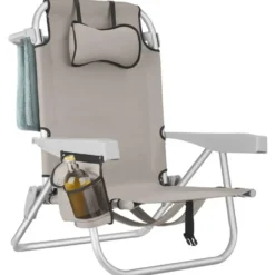 tectake Strandstoel Coral, inklapbaar met rugzakfunctie - per stuk - Beige