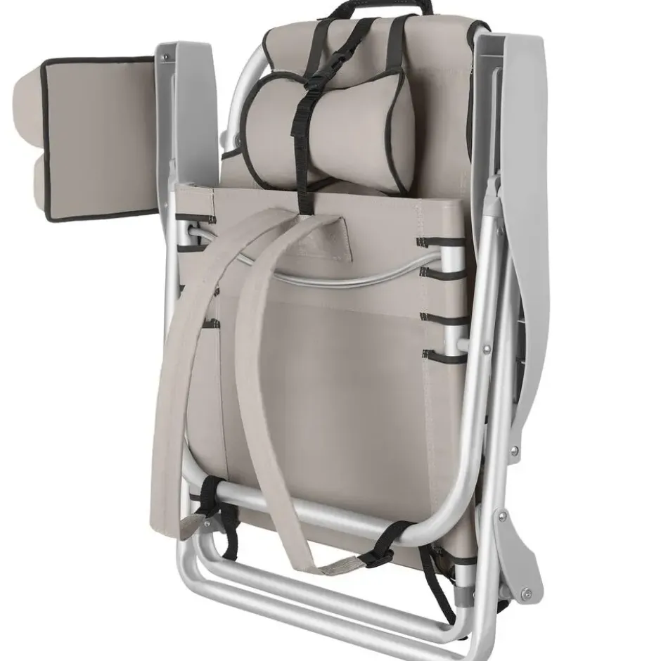 tectake Strandstoel Coral, inklapbaar met rugzakfunctie - per stuk - Beige