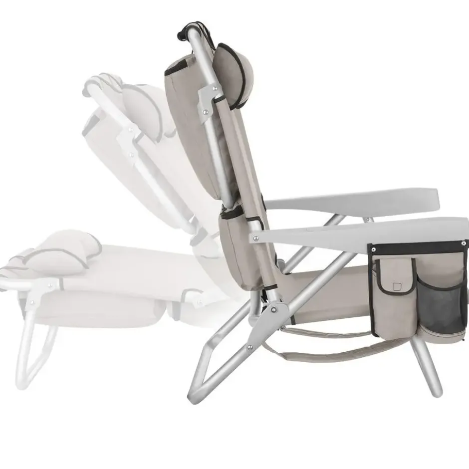 tectake Strandstoel Coral, inklapbaar met rugzakfunctie - per stuk - Beige