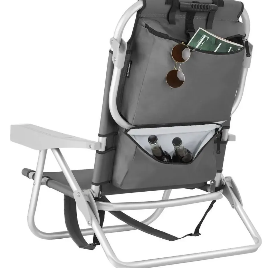 tectake Strandstoel Coral, inklapbaar met rugzakfunctie - per stuk - Grijs