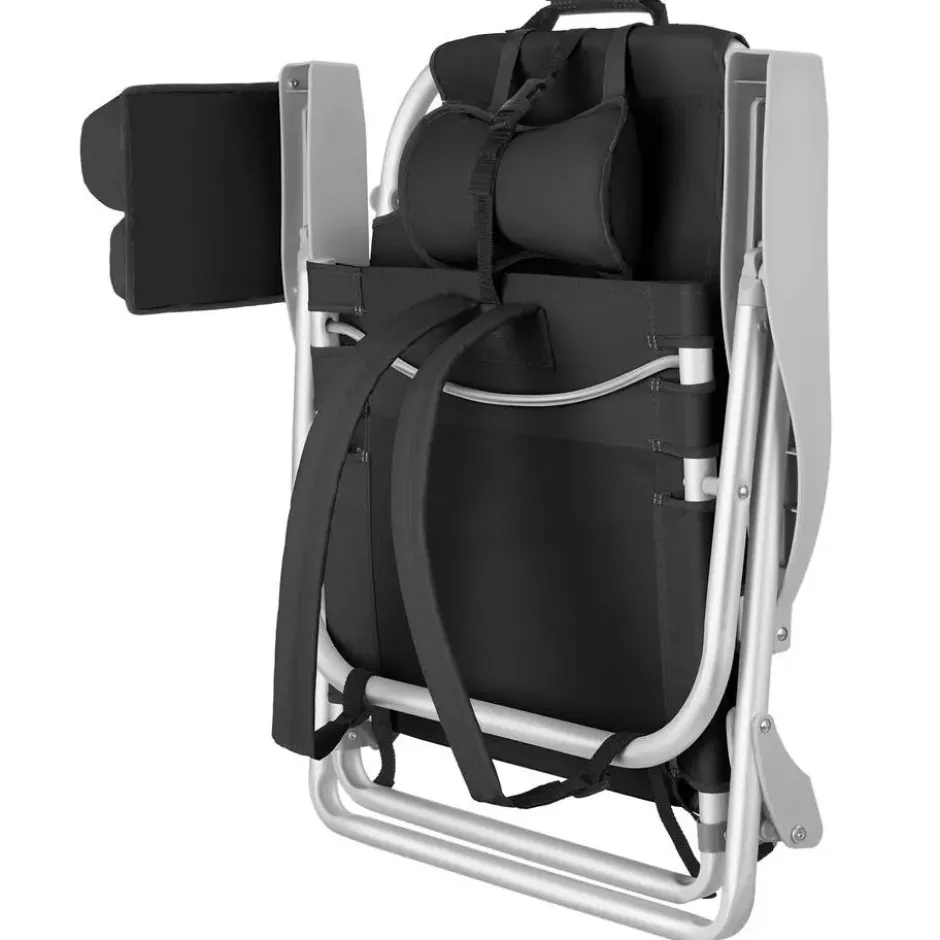 tectake Strandstoel Coral, inklapbaar met rugzakfunctie - Set van 2 - Zwart