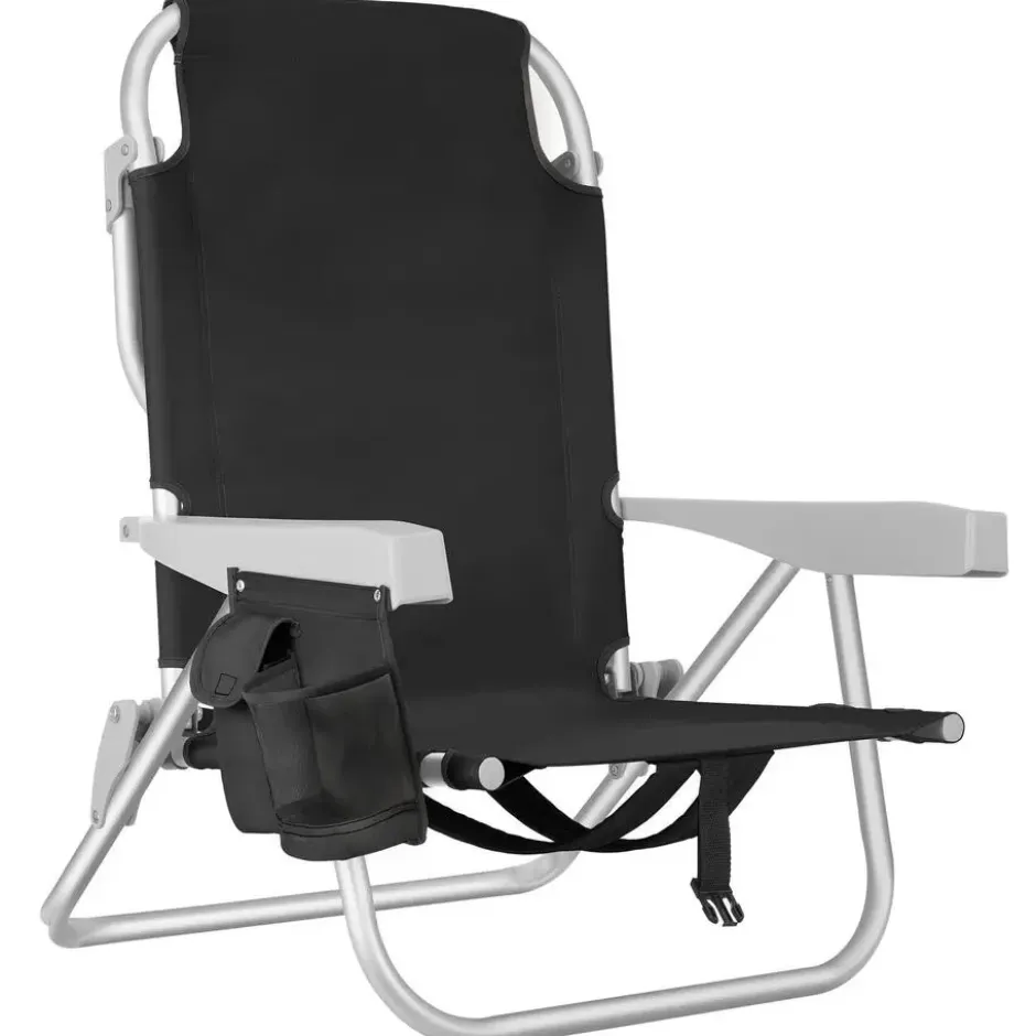 tectake Strandstoel Coral, inklapbaar met rugzakfunctie - Set van 2 - Zwart