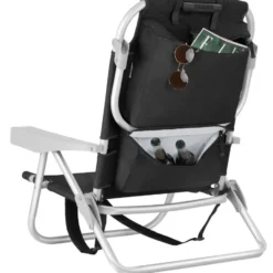tectake Strandstoel Coral, inklapbaar met rugzakfunctie - Set van 2 - Zwart