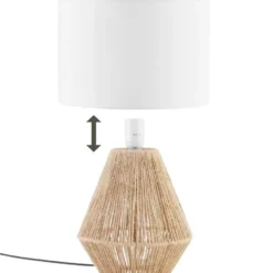 tectake Tafellamp Lignea Lux van jute in boho-stijl, 60W, Natuur
