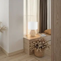 tectake Tafellamp Lignea Lux van jute in boho-stijl, 60W, Natuur