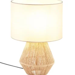 tectake Tafellamp Lignea Lux van jute in boho-stijl, 60W, Natuur
