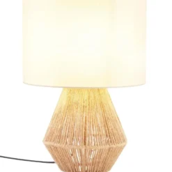 tectake Tafellamp Lignea Lux van jute in boho-stijl, 60W, Natuur