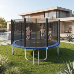 tectake Trampoline Garfunky met veiligheidsnet, Zwart/Blauw