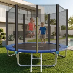 tectake Trampoline Garfunky met veiligheidsnet, Zwart/Blauw