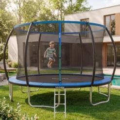 tectake Trampoline Jumpy met veiligheidsnet, Zwart/Blauw