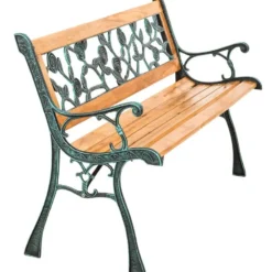 tectake Tuinbank - Bruin - Gelakt Natuurlijk Hout - 124 x 52 x 74 cm