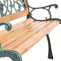 tectake Tuinbank - Bruin - Gelakt Natuurlijk Hout - 124 x 52 x 74 cm