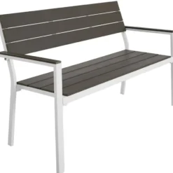 tectake Tuinbank Line 2-zits met aluminium frame 128x59x88 cm, Lichtgrijs/Wit