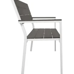 tectake Tuinbank Line 2-zits met aluminium frame 128x59x88 cm, Lichtgrijs/Wit
