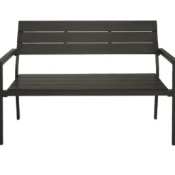 tectake Tuinbank Line 2-zits met aluminium frame 128x59x88 cm, Donkergrijs