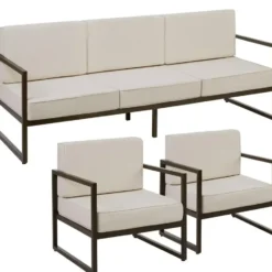 tectake Tuin-loungeset Comosa voor 5 personen, XXL kussens, Bruin / Beige