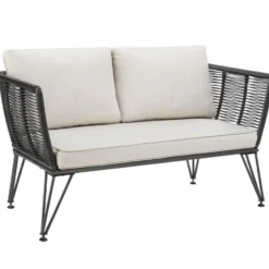 tectake Tuin-loungeset Sundo in rope-design van wicker, Antraciet