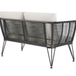 tectake Tuin-loungeset Sundo in rope-design van wicker, Antraciet