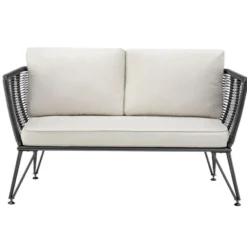 tectake Tuin-loungeset Sundo in rope-design van wicker, Antraciet