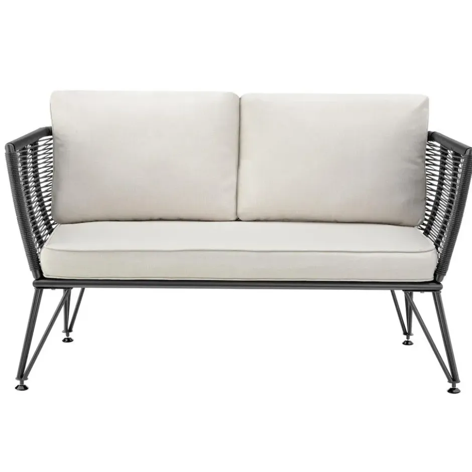 tectake Tuin-loungeset Sundo in rope-design van wicker, Antraciet